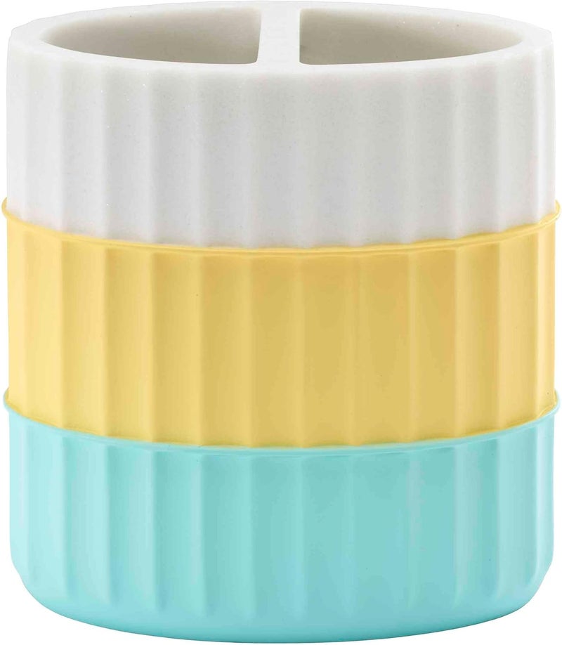 IZOD - Toothbrush Holder, Resin Countertop Bathroom Accessories, Dorm Room Essentials, Striped Bathroom Decor (Clubhouse Collection, Aqua) - Image 3